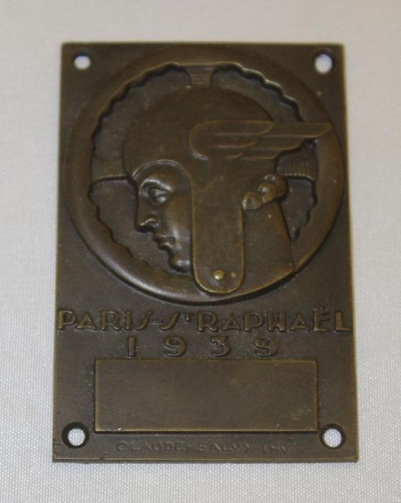 1935 Paris France St. Raphael Racing Medallion Rally Badge