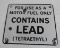 Contains Lead Porcelain Sign