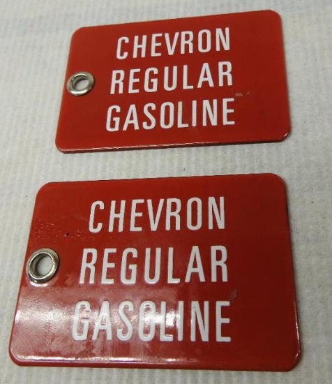 Chevron Gasoline Porcelain ID Sign Pair