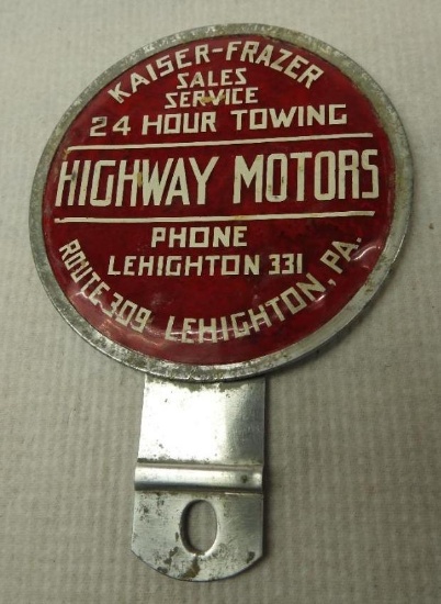 Kaiser Frazer Highway Motors License Plate Topper