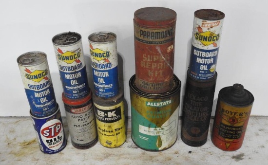 Large Group Lot of Assorted Oil Cans and Tins
