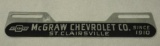 McGraw Chevrolet License Plate Topper