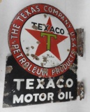 Texaco Motor Oil Porcelain Flange Sign