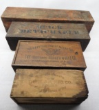 Group of Four Early Wooden Tire Tube Boxes