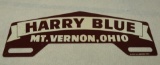 Harry Blue Mt Vernon, Ohio License Plate Topper