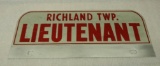 Richland Twp Lieutenant License Plate Topper