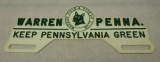 Warren Penna License Plate Topper