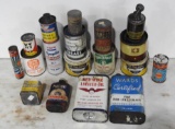 Large Group Lot of Assorted Oil Cans and Tins