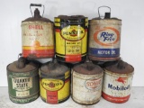 Group of Seven Five Gallon Cans