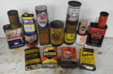 Large Group Lot of Assorted Oil Cans and Tins