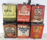 Group of 6 Two Gallon Oil Cans