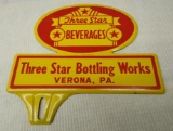 Three Star Beverages License Plate Topper