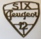 Peugeot 12 Six Automobile Radiator Script Emblem