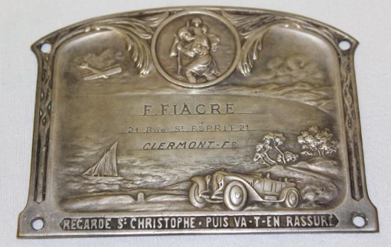 1921 French St Christopher Automobile Race Medallion Rally Badge