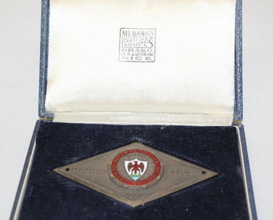 1933 French Paris Nice Automobile Club Race Medallion Rally Badge