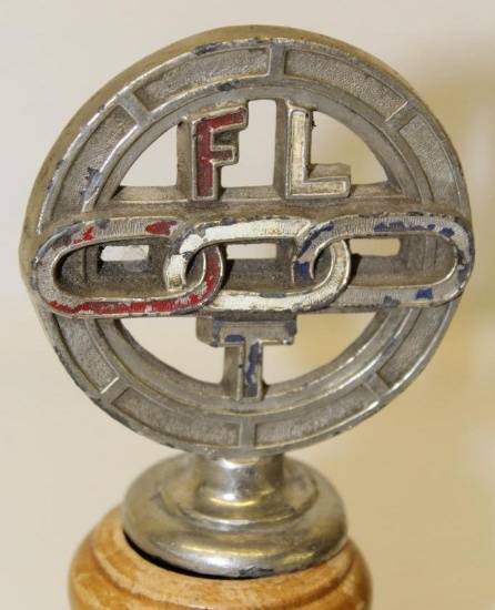 1915 Oddfellows Emblem Radiator Mascot Hood Ornament by Aronson