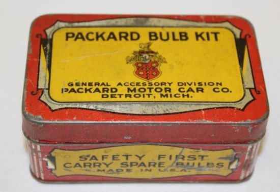 Packard Motor Car Co Lightbulb Kit Advertising Tin
