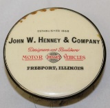 Henney Motor Vehicle Co of Freeport IL Dealership Advertising Celluloid Brush