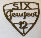 Peugeot 12 Six Automobile Radiator Script Emblem