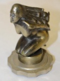 1920's Kneeling Nude Goddess Automobile Radiator Mascot Hood Ornament Briquemont