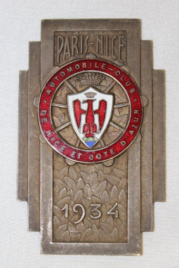 1934 French Automobile Club of Paris Race Medallion Rally Badge