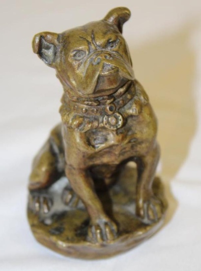 Sitting Bronze Bulldog Automobile Radiator Mascot Hood Ornament by Bofill