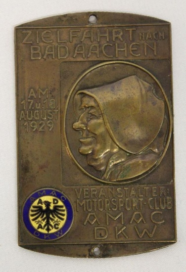 1929 German Automobile Club Race Medallion Rally Badge Veranstalter