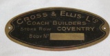 Cross & Ellis Ltd Coachbuilder Bodytag Emblem Badge of Coventry