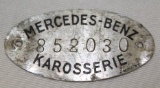 Mercedes Benz Karosserie Coachbuilder Bodytag Emblem Badge