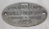 Rolls Royce Ltd Motor Car Co of London and Derby Emblem Badge