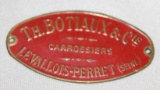 Botiaux & Co Carrosserie Coachbuilder Bodytag Emblem