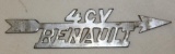Renault 4CV Motor Car Co Radiator Script Emblem