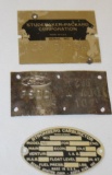 Group of 3 Automobile Serial Tags Packard, Ford, Stromberg