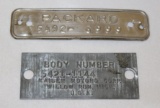 2 Automobile Serial No Data Tags Kaiser and Packard