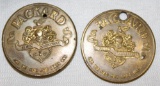Group of 2 Packard Motor Car Co 50yr Anniversary Advertising Tokens