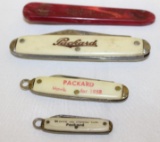 Group of 4 Packard Motor Car Co Dealership Advertising Pocketknives