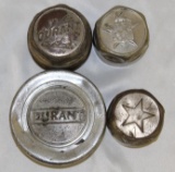 Group of 4 Star Durant Motor Car Co Automobile Threaded Hubcaps