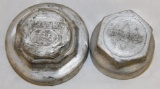 Group of 2 Automobile Threaded Hubcaps International, Haynes