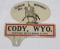 1937 Buffalo Bill of Cody WY License Plate Topper Sign