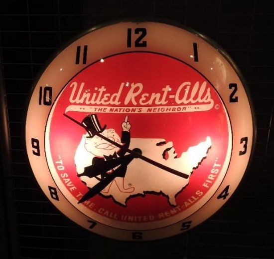 United Rent Alls Double Bubble Clock