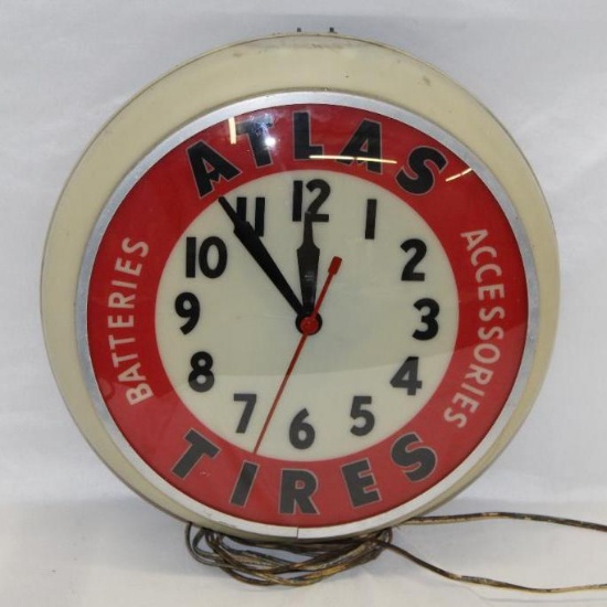 Atlas Tires and Batteries Advertising Clock
