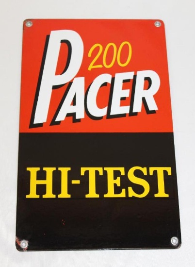 Pacer 200 Hi-Test SSP Porcelain Pump Plate Sign