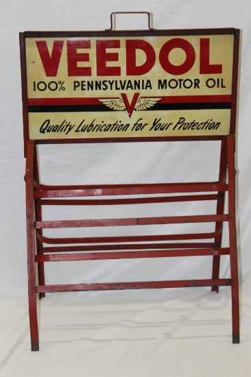 Veedol 1 Quart Motor Oil Can Rack with DST Sign