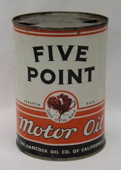 Hancock Five Point 1 Quart Motor Oil Can of CA