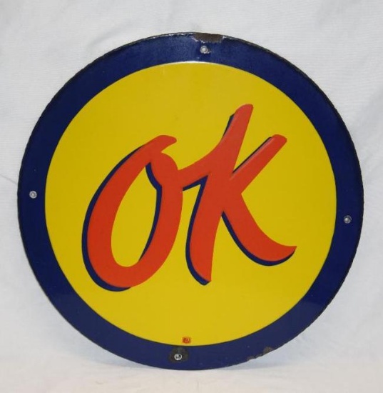 Ok Used Cars for General Motors Porcelain Sign