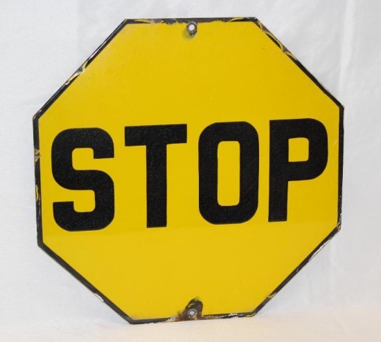 Yellow Porcelain Stop Sign