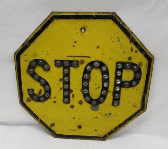 Early Jeweled Embossed Stop Sign