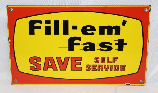 Fill-em'-Fast Save Self Service SSP Porcelain Pump Plate Sign
