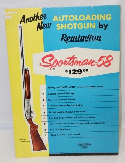 Remington Sportsman-58 Cardboard Advertising Easelback Countertop Display