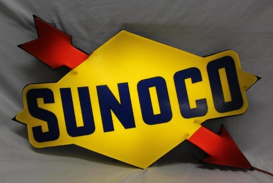 Sunoco Motor Oil and Gasoline Plastic Light Up Gas Station Sign